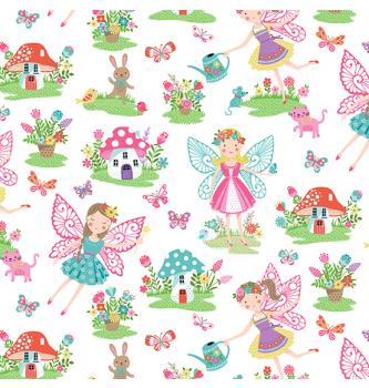 Patchwork tkanina Daydream fairies white | 110cm