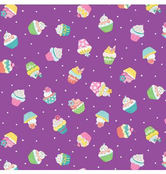 Patchwork tkanina Daydream cupcakes lilac | 110cm