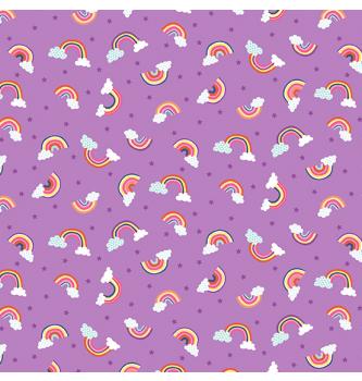 Patchwork tkanina Daydream rainbows lilac | 110cm