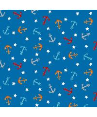 MAKOWER Patchwork tkanina Anchors blue | 110cm 2342/B