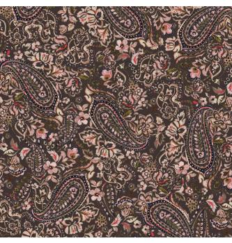 Viskozni jersey Barokni paisley| smeđa | digitalni tisak | 95%VI / 5%EL