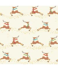 MAKOWER Patchwork tkanina Merry flying deer cream | 110cm 2482/Q