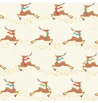 Patchwork tkanina Merry flying deer cream | 110cm