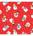 Patchwork tkanina Merry snowmen red | 110cm