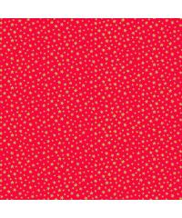 MAKOWER Patchwork tkanina Star gold on red | 110cm 306/R10