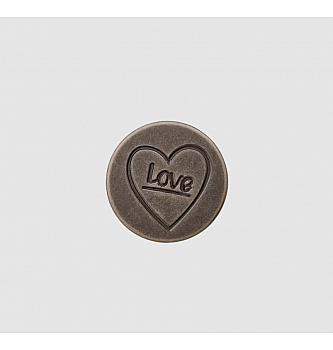 Gumb metalni Love | 17mm