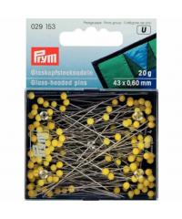 PRYM Pribadače s staklenom  glavom | žute | 0,60x43mm | 20g 029153