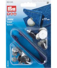 PRYM Gumbi za jeans | 17mm | srebro | 8kom 622240