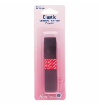 Elastika 20mm, 1m, crna