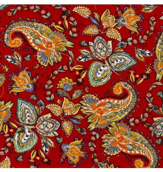 Viskozni keper Apstraktni paisley | crvena | 100%VI