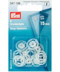 PRYM Prišivni drukeri | 15mm | prozirni | plastika | 6kom 347106