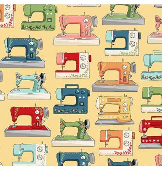 Patchwork blago Sewing room machines yellow | 110cm