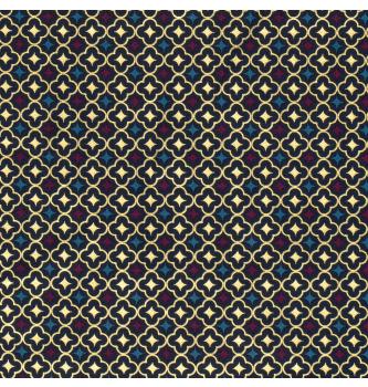 Poplin Ornament oriental | metalik | temnomodra | 100%CO