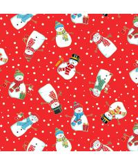 MAKOWER Patchwork blago Merry snowmen red | 110cm 2483/R