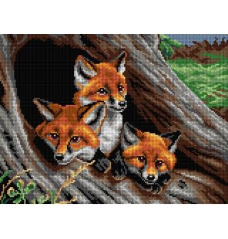 Goblen Mlade lisice u šupljem drvetu (ulomak) | Samuel John Carter | 30x40cm